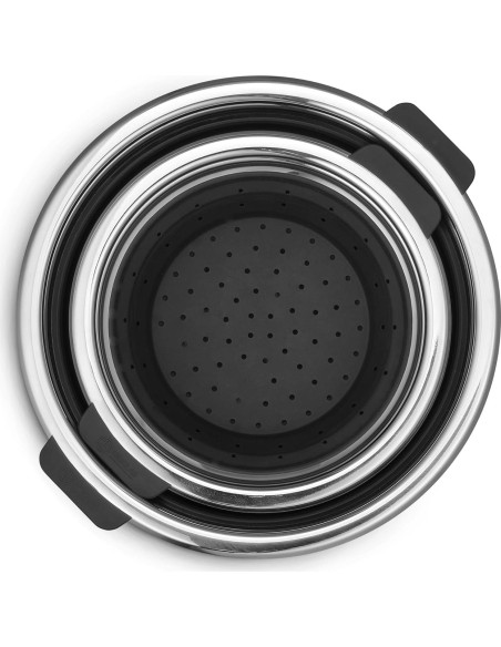 Conjunto de cestas de vapor HexClad 2 piezas 3 y 8Qt acero y silicona