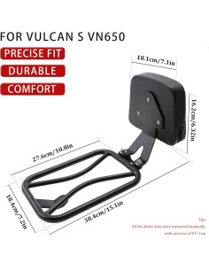 Respaldo desmontable con soporte de equipaje MOCODUO para Kawasaki Vulcan S 650 2