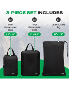 Cubos de Compresión COR Surf para Viaje 3 Piezas Negro 2