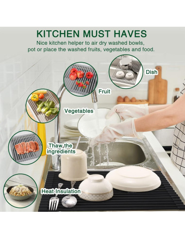 Escurridor de Platos Plegable HANZENMA 43x33 cm Negro