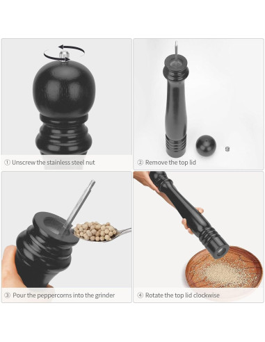 Molino de Pimienta Grande FYDRCC de Madera de Roble 50cm