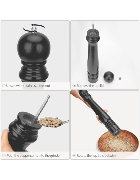 Molino de Pimienta Grande FYDRCC de Madera de Roble 50cm