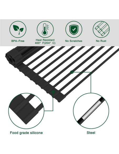 Escurridor de Platos Plegable HANZENMA 43x33 cm Negro