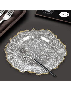 25 Platos Cargadores Dorados DYRABREST 32cm Decorativos 2