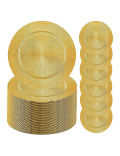 Paquete de 100 Platos Cargadores Dorados 33 cm Genérico