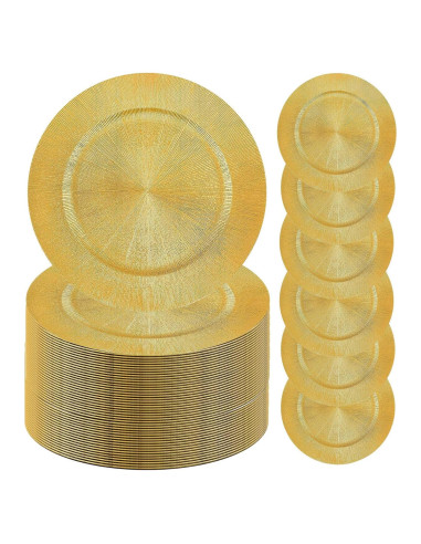 Paquete de 100 Platos Cargadores Dorados 33 cm Genérico
