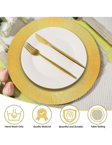 Paquete de 100 Platos Cargadores Dorados 33 cm Genérico