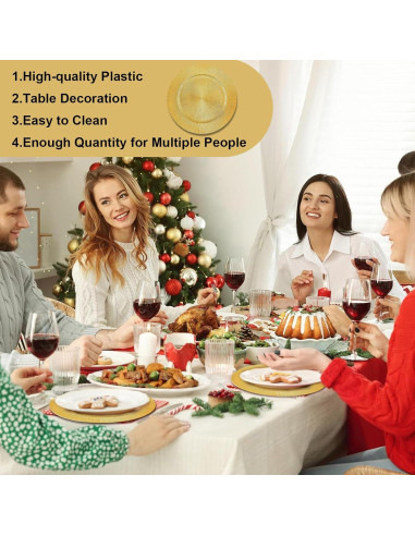 Paquete de 100 Platos Cargadores Dorados 33 cm Genérico