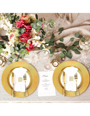 Paquete de 100 Platos Cargadores Dorados 33 cm Genérico