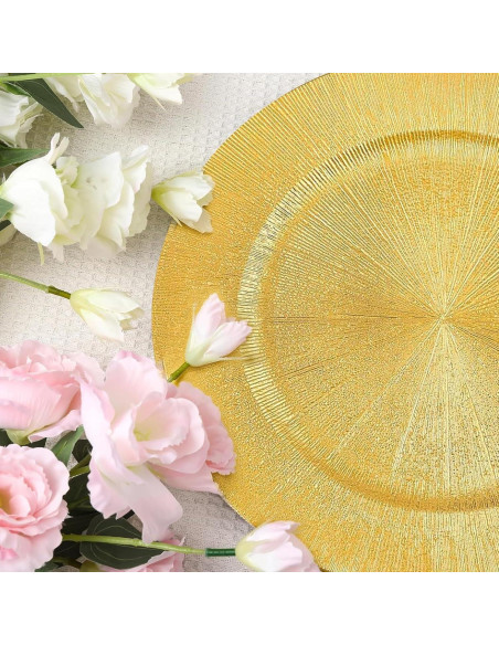 Paquete de 100 Platos Cargadores Dorados 33 cm Genérico