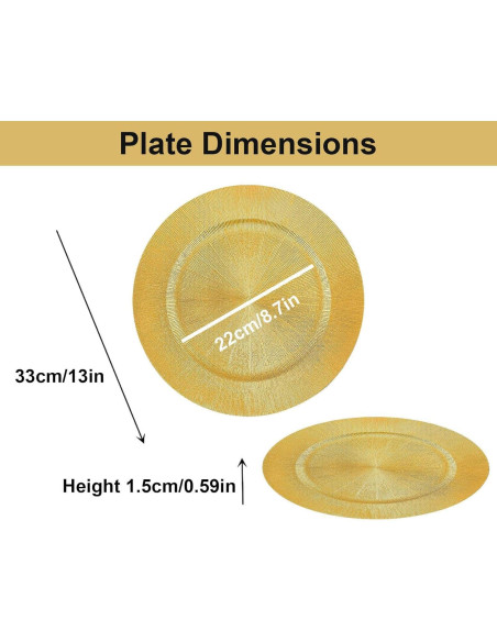 Paquete de 100 Platos Cargadores Dorados 33 cm Genérico