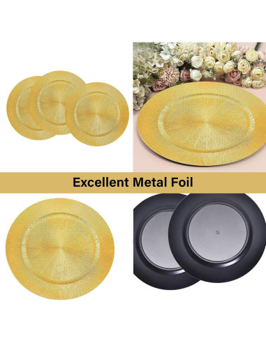 Paquete de 100 Platos Cargadores Dorados 33 cm Genérico