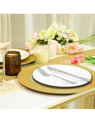 Paquete de 100 Platos Cargadores Dorados 33 cm Genérico