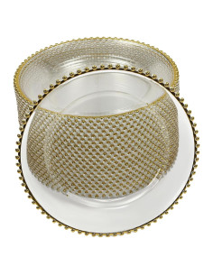 25 Platos Cargadores Dorados DYRABREST 32cm Redondos Decorativos