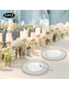 25 Platos Cargadores Dorados DYRABREST 32cm Redondos Decorativos 2