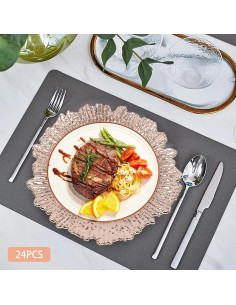 Juego de 24 Platos Cargadores DYRABREST 32 cm Rosa Dorado 2