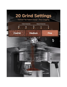 Máquina de Espresso AMZCHEF CM5560 20 Bar con Molinillo 1.8L 2