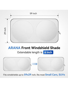Protector Solar para Parabrisas ARANA 150x74 cm Ajustable UV 2