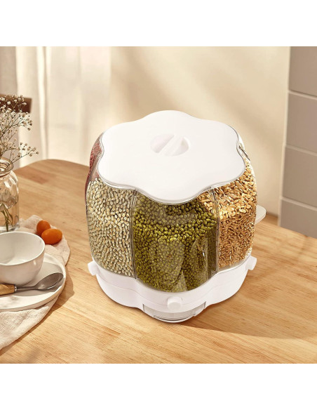 Dispensador de Arroz Rotatorio 6 Compartimentos 12.5kg LOYALHEARTDY