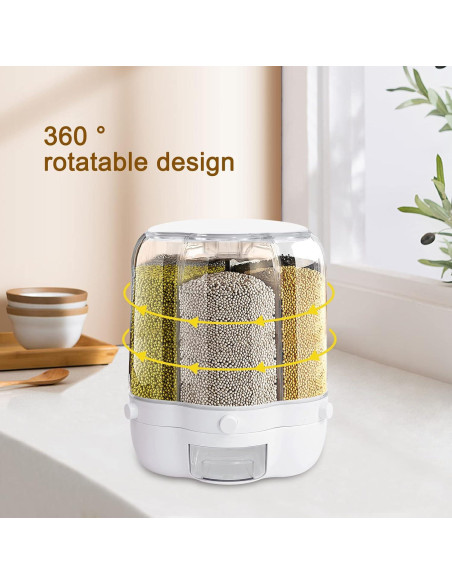 Dispensador de Arroz Rotatorio 6 Compartimentos 12.5kg LOYALHEARTDY