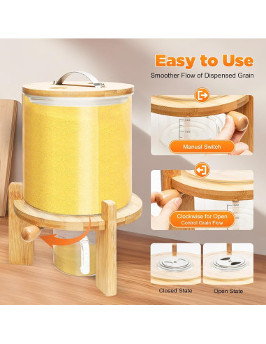 Contenedor de Almacenamiento de Cereal de Vidrio JUOPTGJ 5L