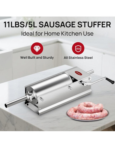 Rellenador de Salchichas Horizontal ARINOO 5L 4 Tubos Acero Inoxidable