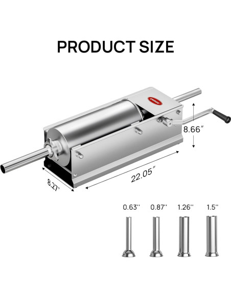 Rellenador de Salchichas Horizontal ARINOO 5L 4 Tubos Acero Inoxidable