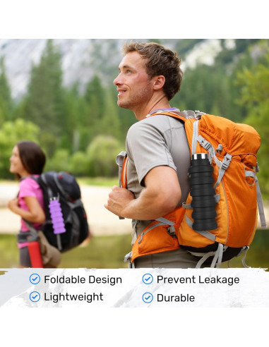 Botella de Agua Plegable Rotayi 473ml Silicona Ligera Negra