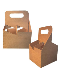 Portavasos de 4 Tazas Kraft C-Store Packaging - 50 Unidades