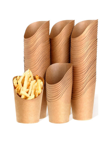100 Soportes Desechables para Papas Fritas Honeydak 14 oz