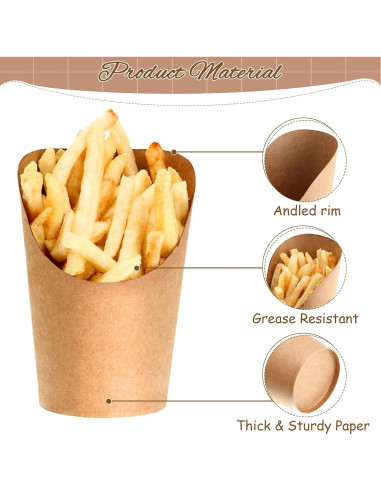 100 Soportes Desechables para Papas Fritas Honeydak 14 oz