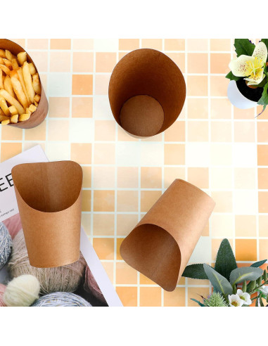 100 Soportes Desechables para Papas Fritas Honeydak 14 oz