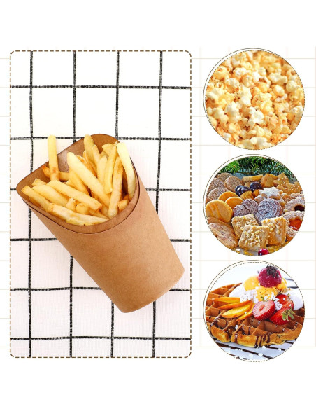 100 Soportes Desechables para Papas Fritas Honeydak 14 oz