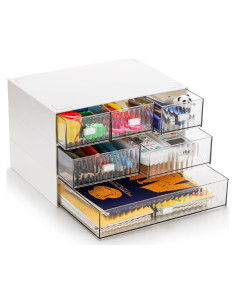 Organizador de Escritorio Hacaroa Mini 3 Niveles 6 Cajones Blanco
