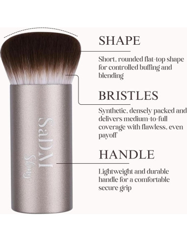 Brocha Kabuki Profesional SaDM Shiny - Difusora para Base y Polvo - Vegana