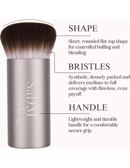 Brocha Kabuki Profesional SaDM Shiny - Difusora para Base y Polvo - Vegana