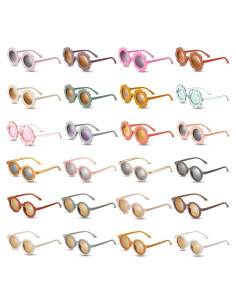 24 Pares Gafas Redondas de Flores para Niños - Accesorios Coloridos