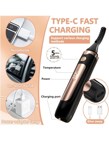 Rizador de Pestañas Eléctrico DGSHRHD Blanco con Pantalla LED