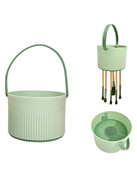 Tazón Limpiador de Brochas Weishuo 3 en 1 Verde