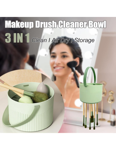 Tazón Limpiador de Brochas Weishuo 3 en 1 Verde