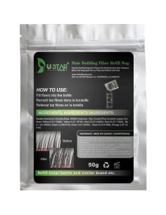 Bolsa de Recarga de Fibras para Cabello USTAR 50g Marrón Oscuro 2