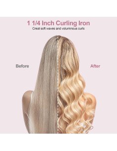 Plancha de Rizar 32mm MEOUNEQU Cerámica Ajustable con Guante 2