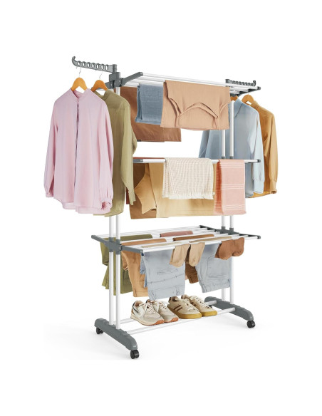 Estante Plegable para Secar Ropa SONGMICS 4 Niveles Blanco 173 cm