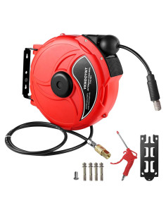 Carrete de Manguera de Aire Retráctil Vkndoynt 1/4" x 15.24 m