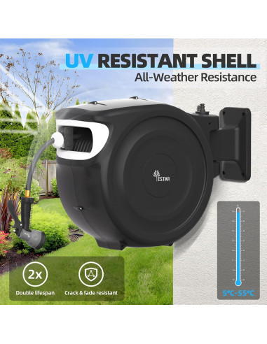 Carrete de Manguera de Jardín Automático Yestar 40m con Boquilla