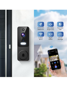 Cámara Timbre Video Inalámbrica FineLuck P80 1080p Negro 2