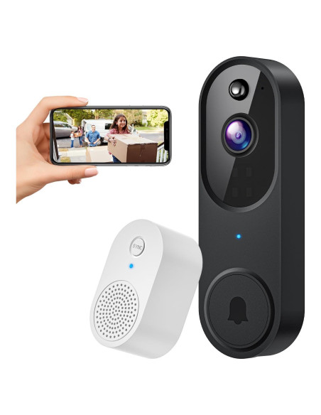 Cámara de Timbre Inteligente SearByte M50 1080p Wi-Fi Negro