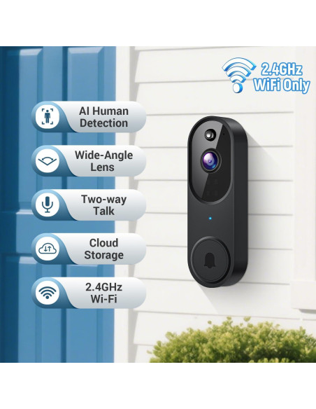 Cámara de Timbre Inteligente SearByte M50 1080p Wi-Fi Negro