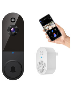 Cámara Timbre Video Inalámbrica Inteligente 1080P - Negro