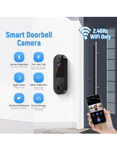 Cámara Timbre Video Inalámbrica Inteligente 1080P - Negro 2